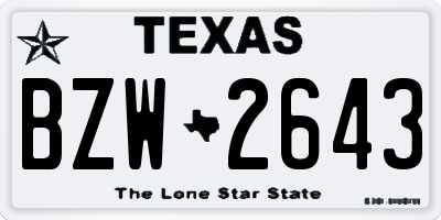 TX license plate BZW2643