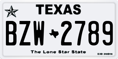 TX license plate BZW2789