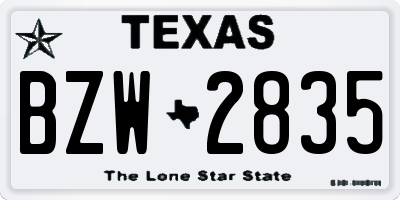 TX license plate BZW2835
