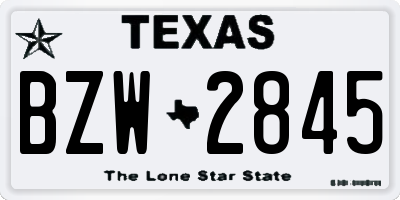 TX license plate BZW2845