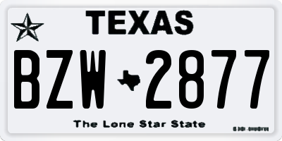 TX license plate BZW2877