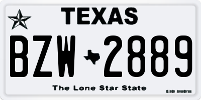 TX license plate BZW2889