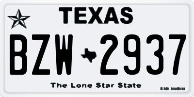 TX license plate BZW2937