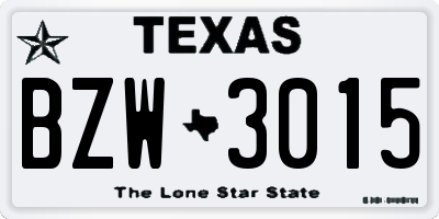 TX license plate BZW3015