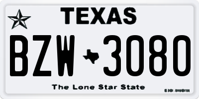 TX license plate BZW3080