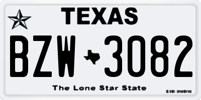 TX license plate BZW3082