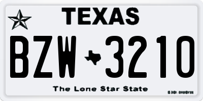 TX license plate BZW3210