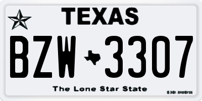 TX license plate BZW3307