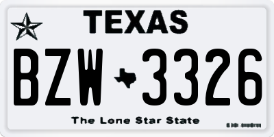 TX license plate BZW3326