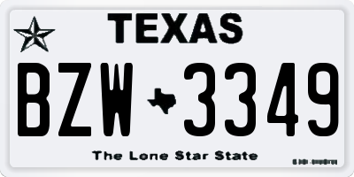 TX license plate BZW3349