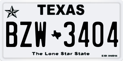 TX license plate BZW3404