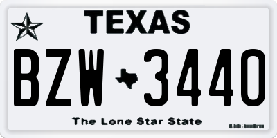 TX license plate BZW3440