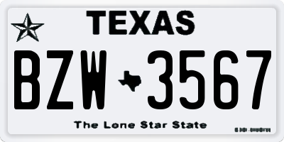 TX license plate BZW3567