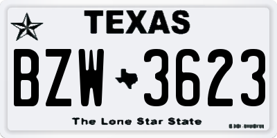 TX license plate BZW3623