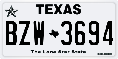 TX license plate BZW3694