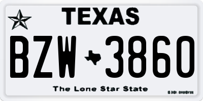 TX license plate BZW3860
