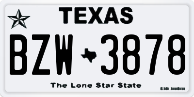 TX license plate BZW3878