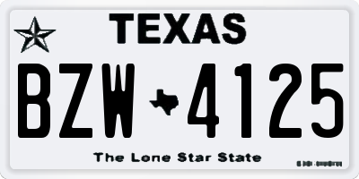 TX license plate BZW4125