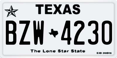 TX license plate BZW4230