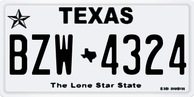TX license plate BZW4324