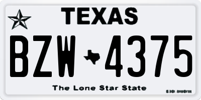 TX license plate BZW4375