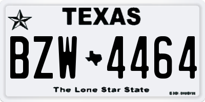 TX license plate BZW4464