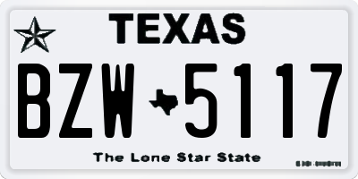 TX license plate BZW5117