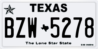 TX license plate BZW5278