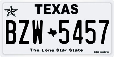TX license plate BZW5457