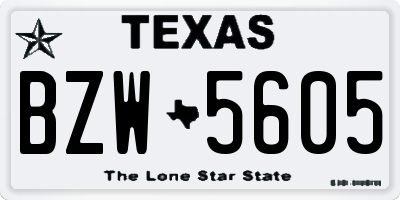 TX license plate BZW5605