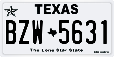 TX license plate BZW5631