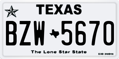 TX license plate BZW5670