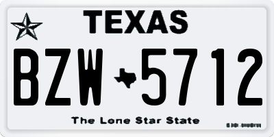 TX license plate BZW5712