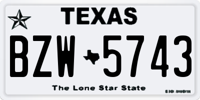 TX license plate BZW5743