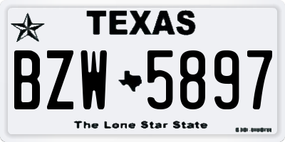 TX license plate BZW5897
