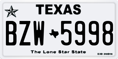 TX license plate BZW5998