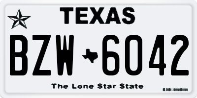 TX license plate BZW6042