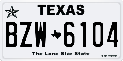 TX license plate BZW6104