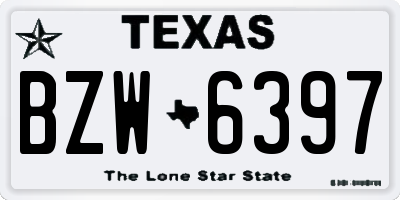 TX license plate BZW6397