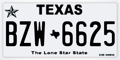 TX license plate BZW6625