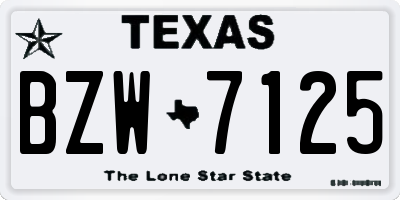 TX license plate BZW7125