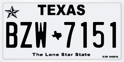 TX license plate BZW7151