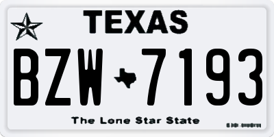 TX license plate BZW7193