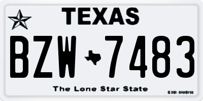 TX license plate BZW7483