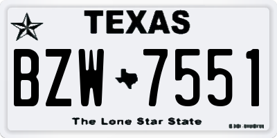TX license plate BZW7551