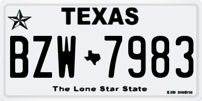 TX license plate BZW7983