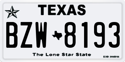 TX license plate BZW8193