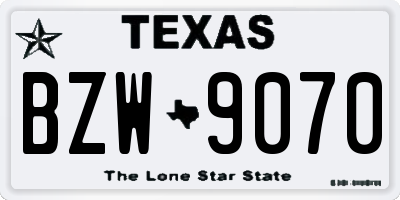 TX license plate BZW9070