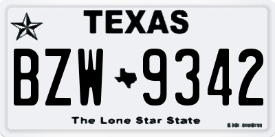 TX license plate BZW9342