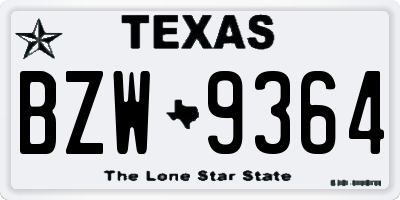 TX license plate BZW9364